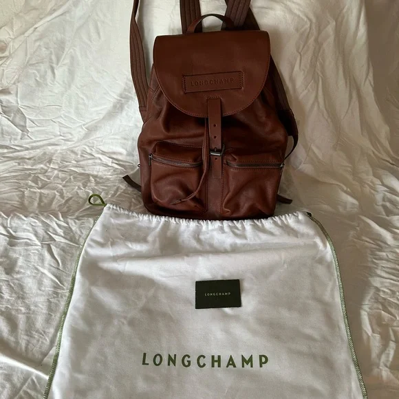 Longchamp 3D Cognac Brown Leather Backpack - Picture 7 of 10